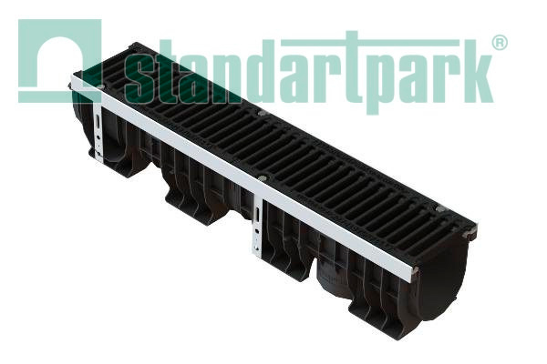 Лоток водоотводный пластик. PolyMax Drive DN150 h216 с решетк. щелевой чугунной ВЧ кл.С250 (к-т)