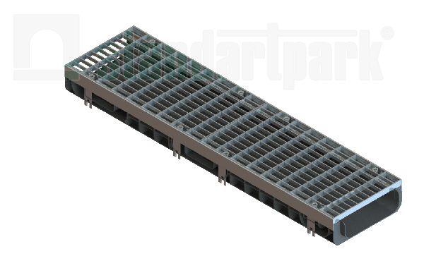 Лоток пластиковый PolyMax Drive DN200 h80 с решеткой ячеистой ОС кл.А15 (к-т)