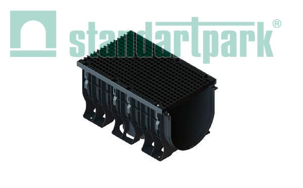 Лоток PolyMax пластиковый с решеткой ячеистой чугунной ВЧ кл. D400 (к-т) 0890044