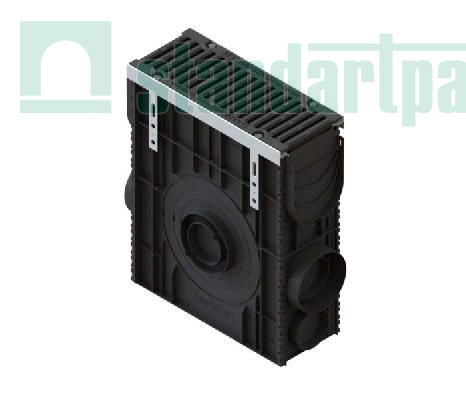 Пескоуловитель сборный DN150 пластиковый PolyMax Drive h616 с решеткой чугунной щель кл.D (к-т)