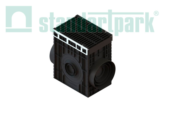 Пескоуловитель для подключения труб PolyMax Drive DN300 H616 с чугунной щелевой решеткой D400 (к-т)