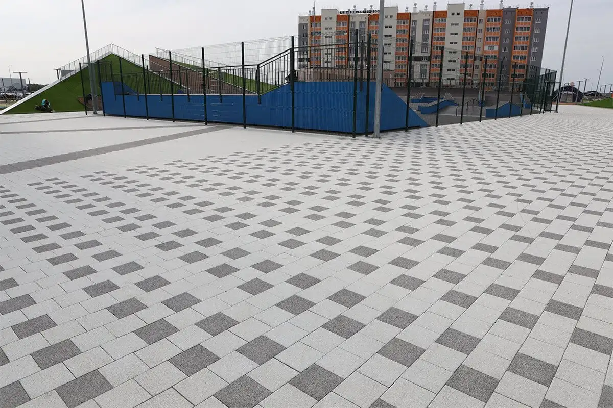 Тротуарная плитка Квадрат Б.1.К.8см 300х300х80 гранит Белый Выбор, арт. 1030721