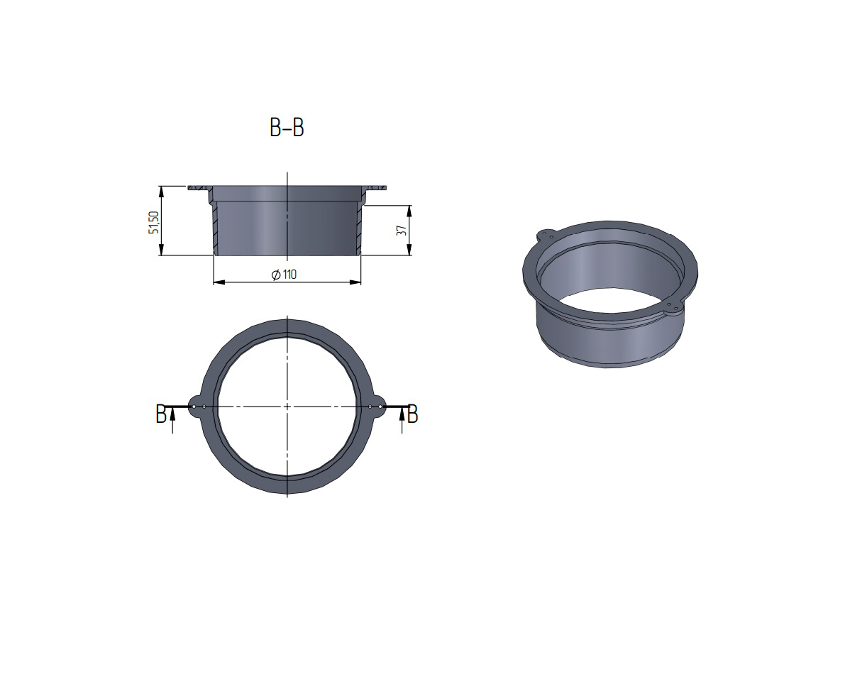 Патрубок DN 110 (для низкопрофильных лотков DN100 и DN150), класс нагрузки А15 Aquastok (9310101)