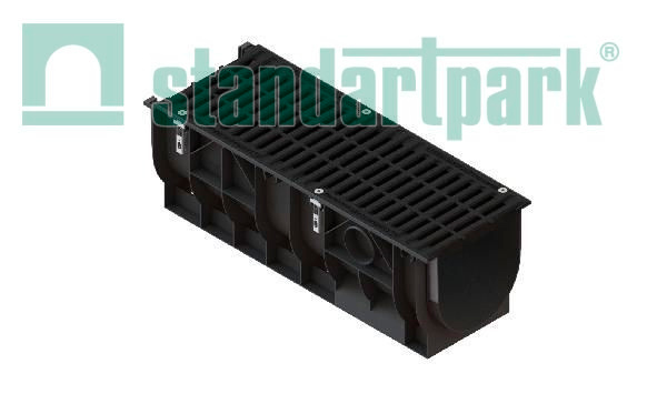 Лоток водоотводный PolyMax Basic DN300 пластик. с решетк. щелевой чугунной ВЧ кл. С250 (комплект)