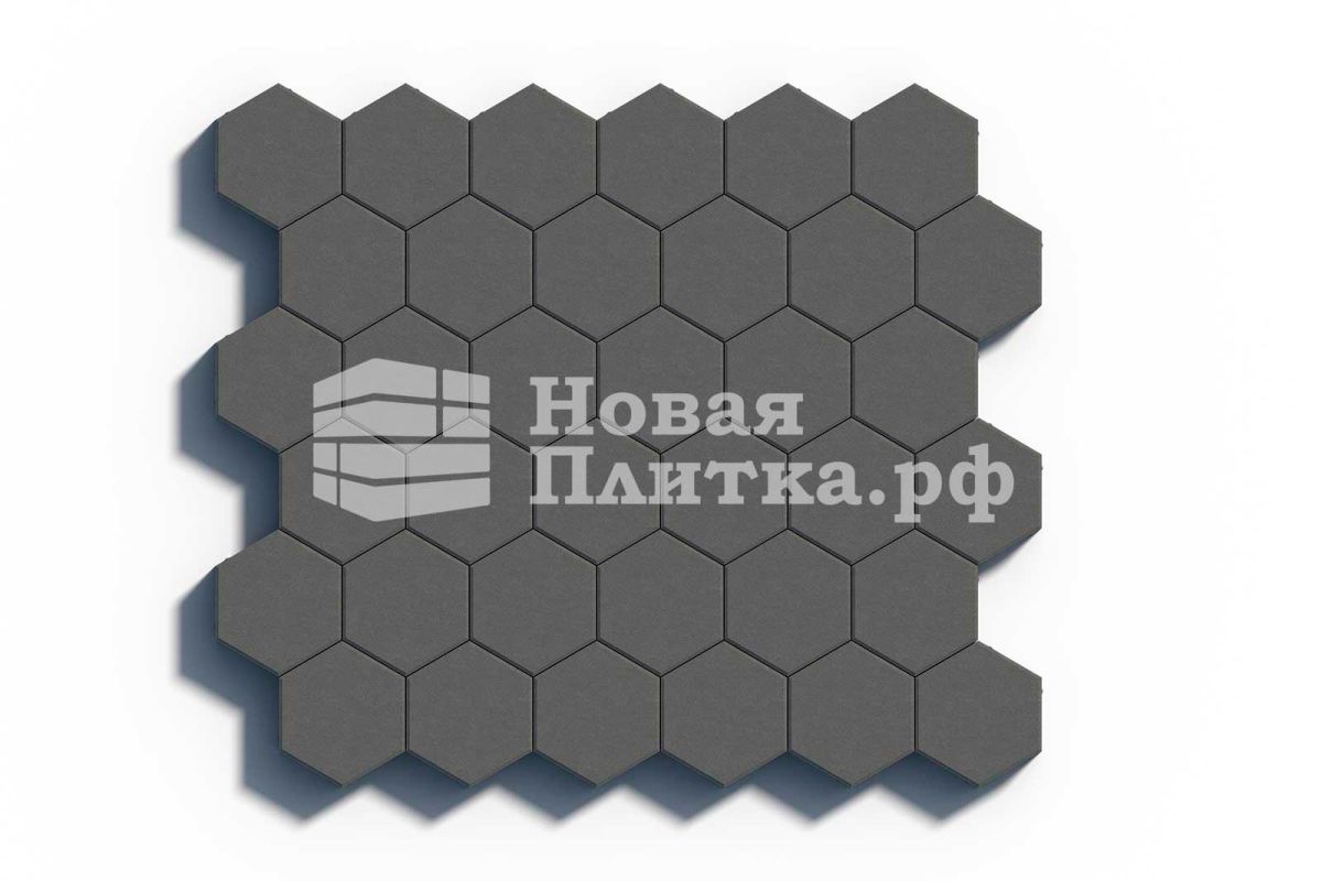 Тротуарная плитка Шестигранник, 218х190х70 мм, стандарт Черный