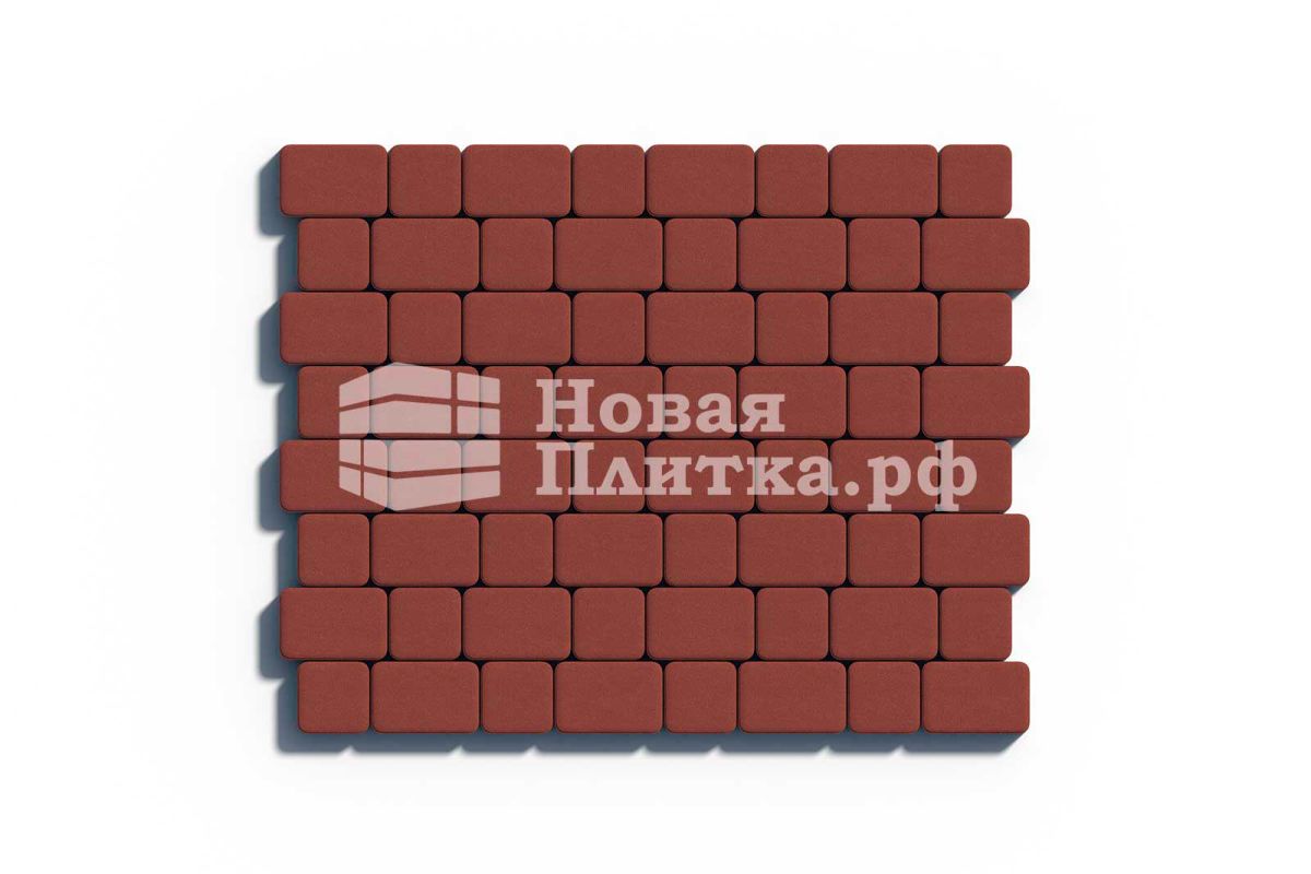 Тротуарная плитка Комплект Классико из 2-х камней, высота 80 мм, стандарт Красный