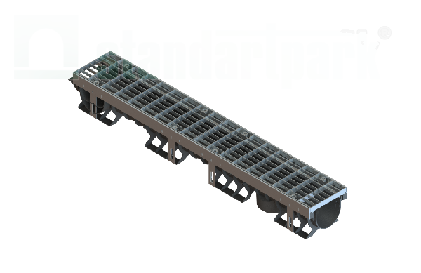 Лоток водоотводный PolyMax Drive DN100 h120 пластиковый с решеткой ячеистой ОС кл.А (комплект)