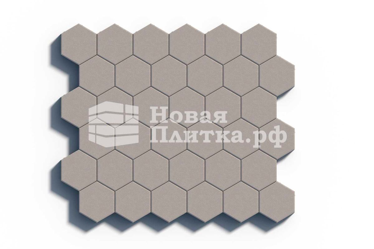 Тротуарная плитка Шестигранник, 218х190х70 мм, стандарт Белый