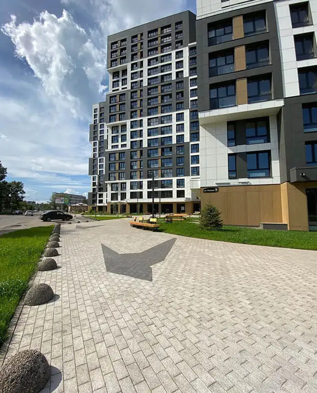 Тротуарная плитка Кирпич А.2.П.4см 200х100х40 гранитный Белый