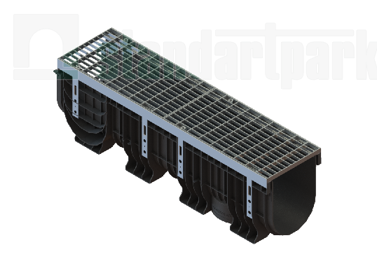 Лоток пластиковый PolyMax Drive DN200 h300 с решеткой ячеистой ОС кл.А15 (к-т)