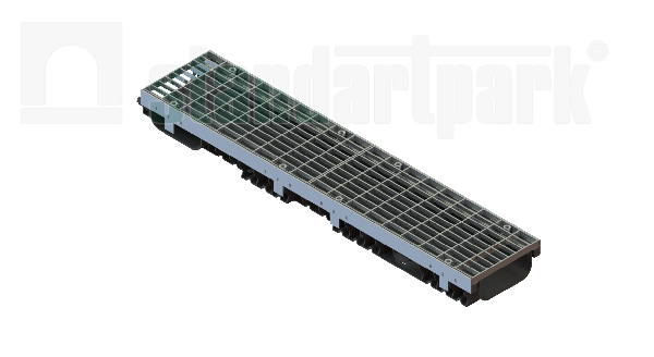 Лоток водоотводный пластиковый PolyMax Drive DN150 h80 с решеткой ячеистой ОС кл.А15 (к-т)