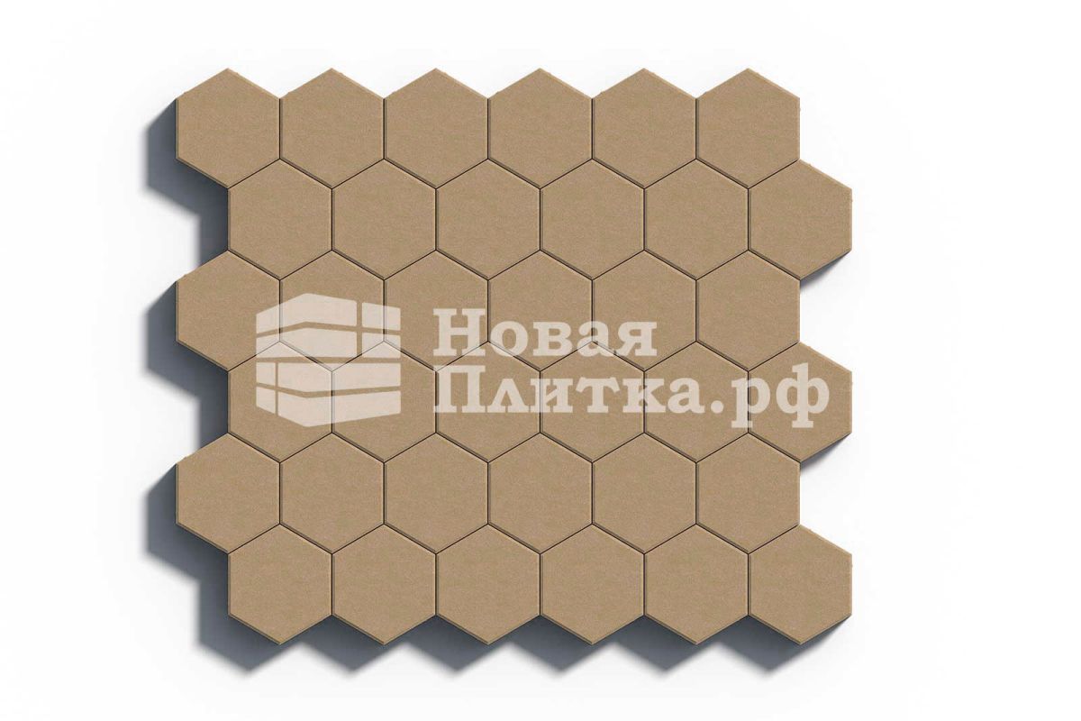 Тротуарная плитка Шестигранник, 218х190х70 мм, стандарт Бежевый