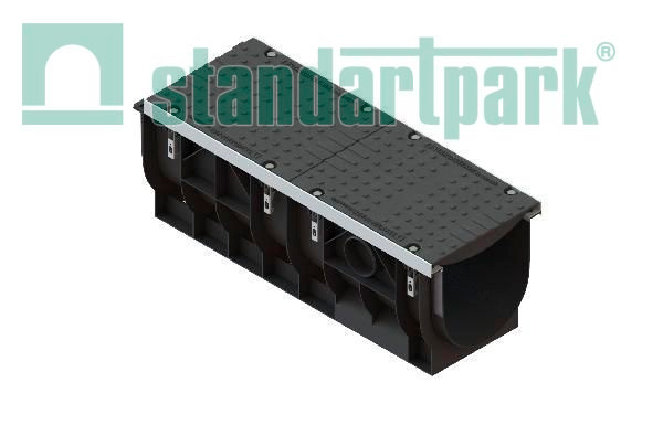 Лоток водоотводный PolyMax DN300 пластиковый с крышкой чугунной кл. E (к-т) 0874095