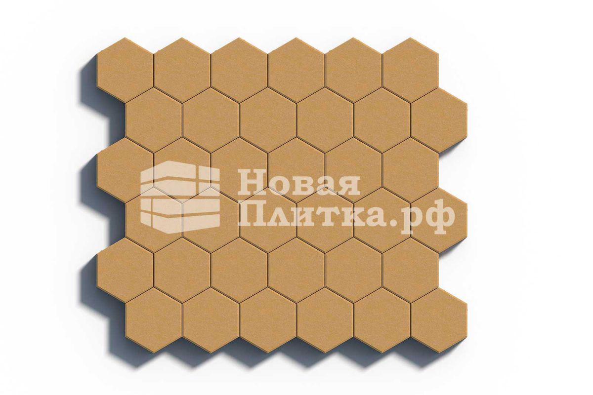 Тротуарная плитка Шестигранник, 218х190х70 мм, стандарт Желтый на с/ц