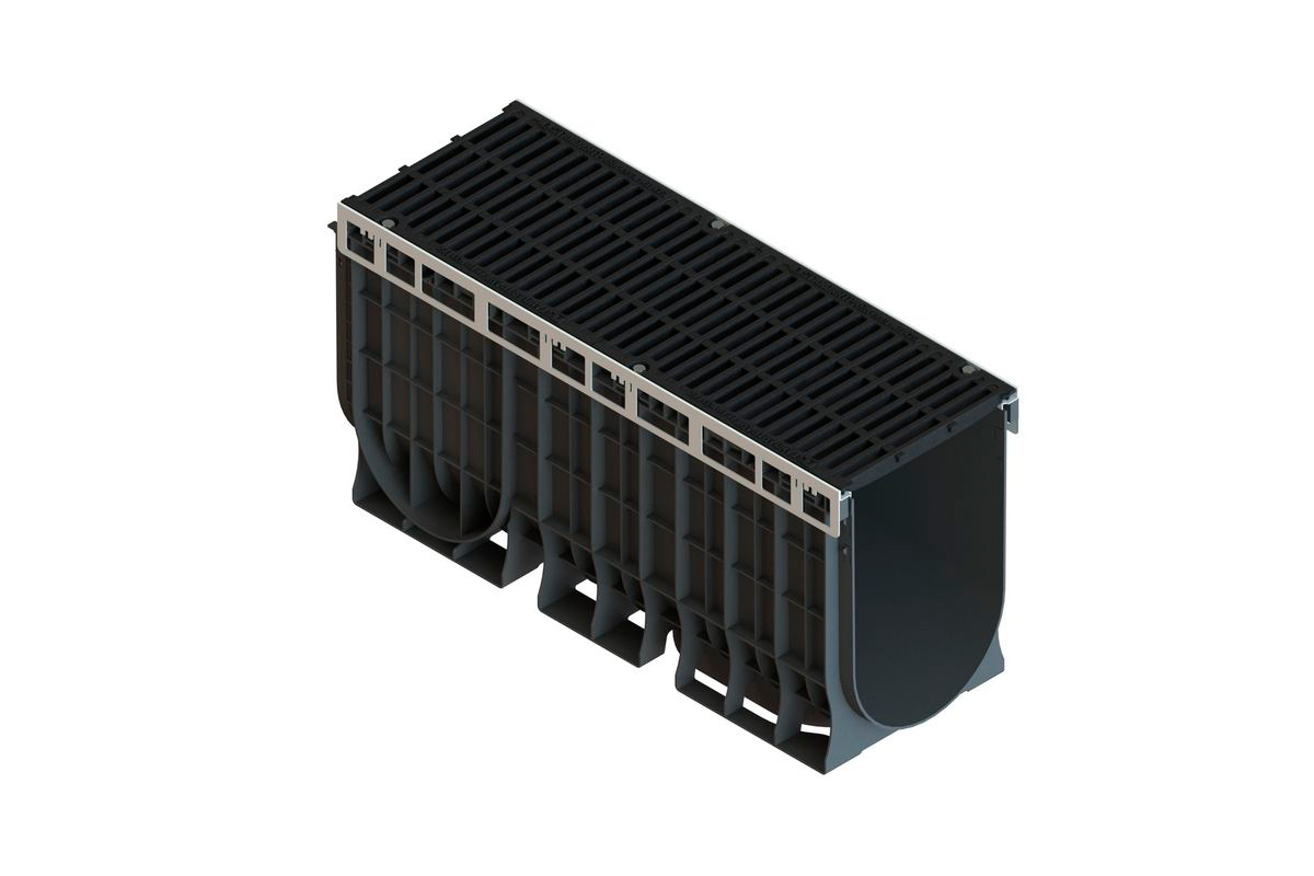 Лоток пластиковый PolyMax Drive DN300 H510 с щелевой чугунной решеткой C250 (к-т)