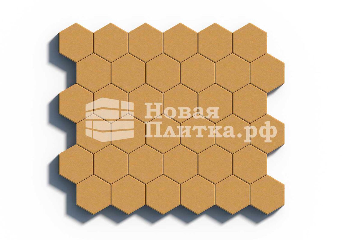 Тротуарная плитка Шестигранник, 218х190х70 мм, стандарт Желтый