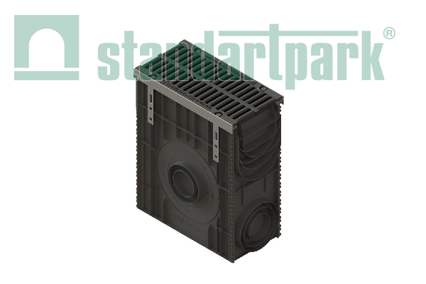 Пескоуловитель PolyMax Drive DN200 h616 пластиковый с решеткой щелевой чугунной кл.D400 (к-т)