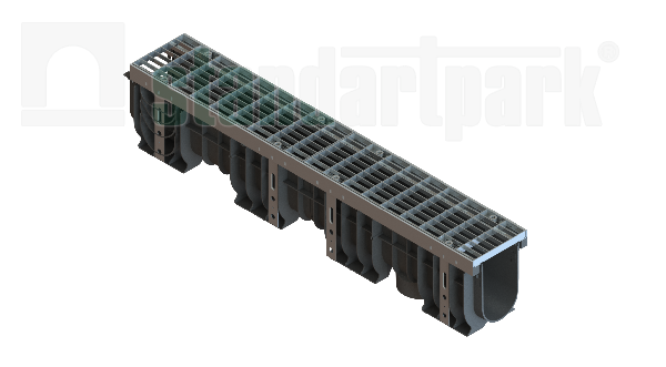 Лоток водоотводный PolyMax Drive DN100 h200 пластиковый с решеткой ячеистой ОС кл.А (комплект)