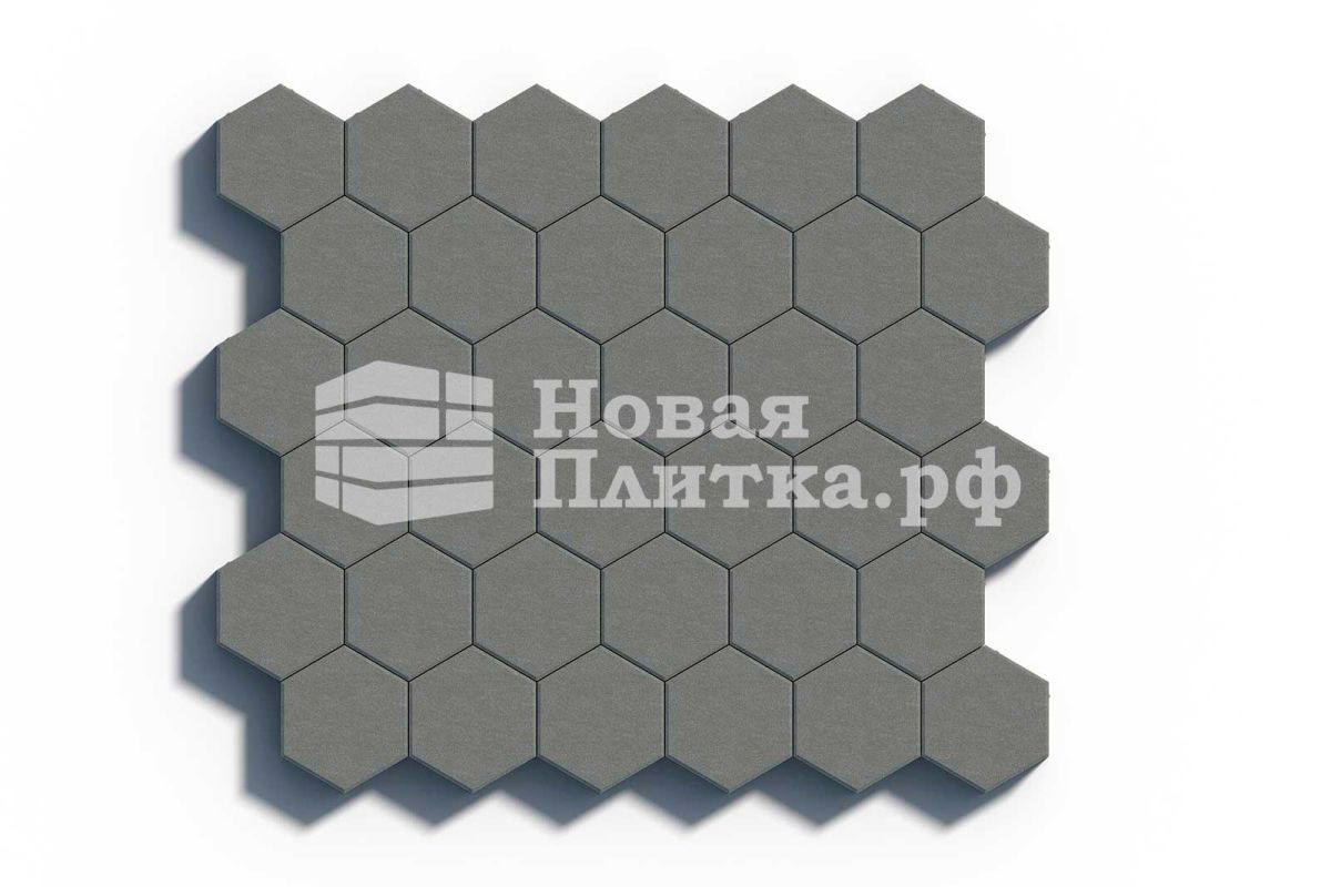 Тротуарная плитка Шестигранник, 218х190х70 мм, стандарт Серый