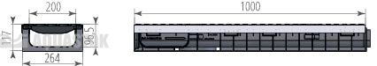 Лоток водоотводный пластиковый ЛВП PROFI DN200 H202 E600 комплект Aquastok (1200)