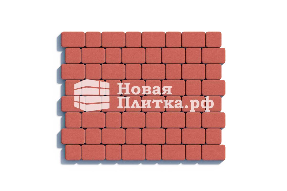 Тротуарная плитка Комплект Классико из 2-х камней, высота 80 мм, стандарт Красный  на б/ц