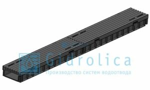 Комплект Gidrolica Light: лоток водоотводный ЛВ -10.11,5.5,5 - пластиковый с решеткой РВ- 10.11.50 пластиковой ячеистой, кл. B125