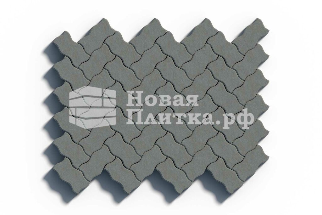 Тротуарная плитка Волна, 236х126х80 мм, стандарт Серый