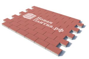 Тротуарная плитка Кирпич, 200х100х40 мм, стандарт Красный  на б/ц