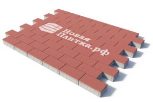 Тротуарная плитка Кирпич, 200х100х60 мм, стандарт Красный  на б/ц